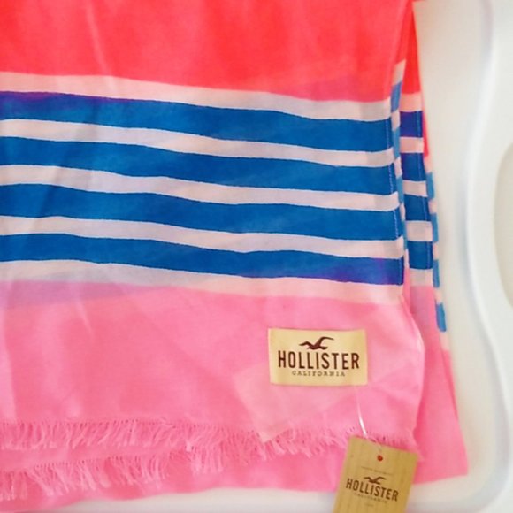 Hollister Pink & Blue Shawl Scarf Cover Up - Picture 5 of 7